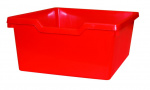 red  - Cupboard with plinth, 2 doors right and 3+1 plastic drawers