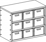 Cupboard MIKI PLUS without plinth and with 2 shelves and 9 drawers