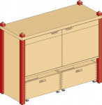Two-door cupboard MIKI TOP with 2 drawers