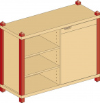 Combined  one-door cupboard with 4 shelves