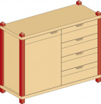 Combined  one-door cupboard with drawers
