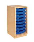 Cupboard with plint and blue plastic drawers