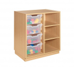 Cupboard with clear plastic drawers