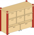 Cupboard MIKI TOP with 1 shelf and 8 drawers