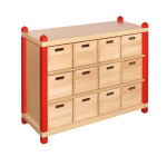 Cupboard MIKI TOP with 2 shelves and 12 drawers