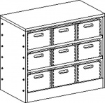 Cupboard MIKI PLUS with plinth and 2 shelves and 9 drawers