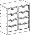 Cupboard with plinth and 3 shelves and 8 drawers