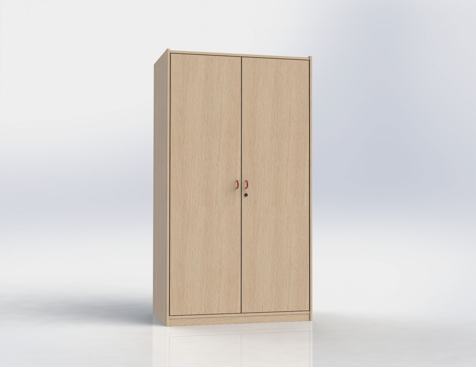 Cabinet with shelves and locker doors