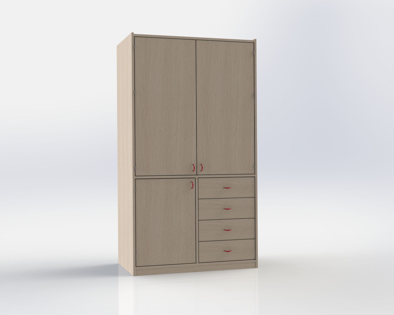 Cabinet with 3 doors and 4 drawers