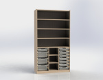 Shelf cabinet with 11 plastic drawers