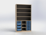 Shelf cabinet with 11 plastic drawers