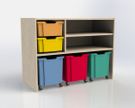 Cabinet shelf with 2 plastic drawers and 3 drawers with wheels TVAR v.d. Klatovy