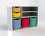 Cabinet shelf with 2 plastic drawers and 3 drawers with wheels TVAR v.d. Klatovy