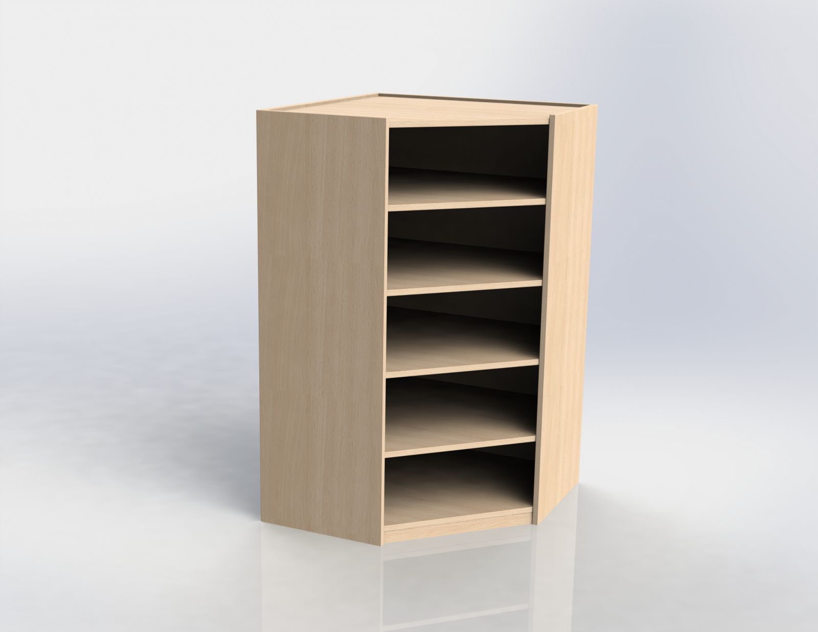 Cupboard with 4 shelves, corner