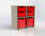 Cabinet with 4 plastic drawers and 2 drawers on wheels TVAR v.d. Klatovy