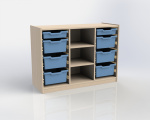 Cupboard with plint, 2 shelves and 6+2 plastic drawers TVAR v.d. Klatovy