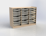 Cupboard with plint and 9+3 plastic drawers TVAR v.d. Klatovy