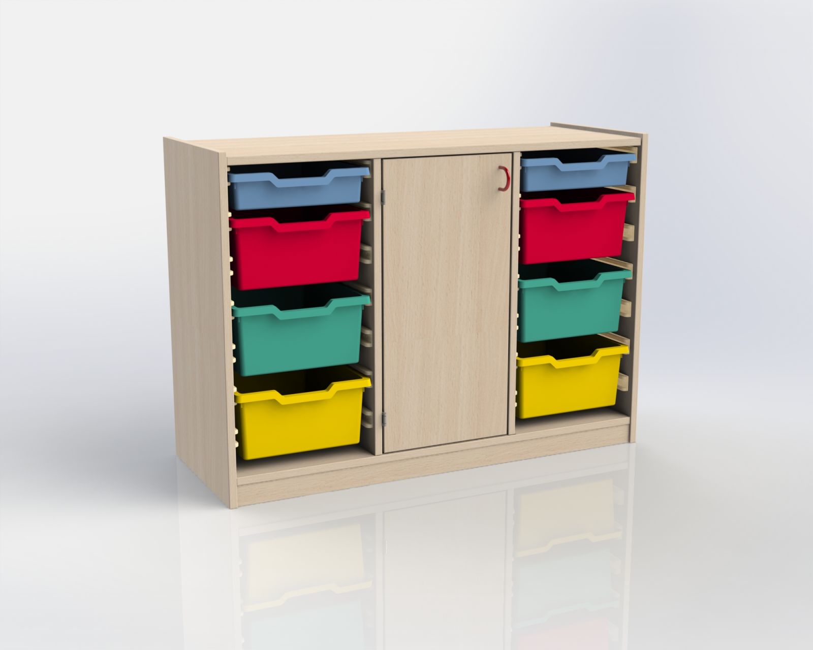 Cupboard with plinth, door and 6+2 plastic drawers TVAR v.d. Klatovy