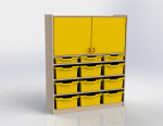 Cupboard with plinth, door and 9+3 plastic drawers TVAR v.d. Klatovy