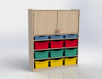 Cupboard with plinth, door and 9+3 plastic drawers