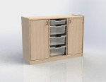 Cupboard with plinth, 2 doors and 3+1 plastic drawers TVAR v.d. Klatovy