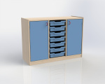 Cupboard with plinth, 2 doors and 7 plastic drawers TVAR v.d. Klatovy
