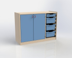Cupboard with plinth, 2 doors left and 3+1 plastic drawers TVAR v.d. Klatovy