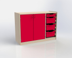 Cupboard with plinth, 2 doors left and 3+1 plastic drawers TVAR v.d. Klatovy