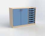 Cupboard with plinth, 2 doors left and 7 plastic drawers TVAR v.d. Klatovy