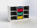Cupboard with plint, 4 shelves and 3+1 plastic drawers TVAR v.d. Klatovy