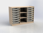 Cupboard with plint, 2 shelves and 14 plastic drawers TVAR v.d. Klatovy