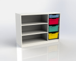 Cupboard with plint, 2 shelves and 3+1 plastic drawers TVAR v.d. Klatovy