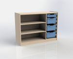 Cupboard with plint, 2 shelves and 3+1 plastic drawers TVAR v.d. Klatovy