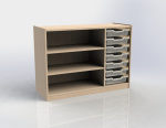 Cupboard with plint, 2 shelves and 7 plastic drawers TVAR v.d. Klatovy