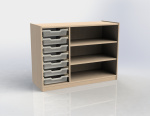 Cupboard with plint, 2 shelves and 7 plastic drawers TVAR v.d. Klatovy
