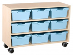 Cupboard with 2 shelves and 9 plasic trays
