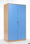 Lockable cabinet with hangers and shelves