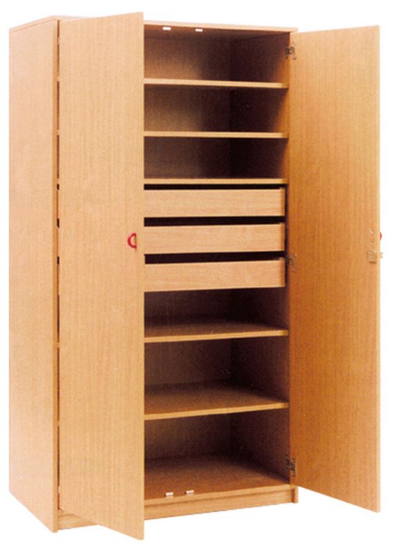 Cabinet with locker doors