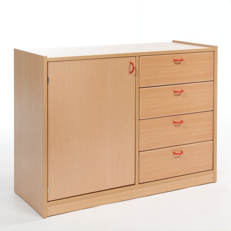 Combined one-door cupboard with drawers