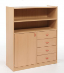 Combined cupboard with drawers and door