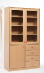 Cabinet with glass doors, full doors and drawers