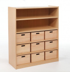 Cupboard with 4 shelves and 9 drawers