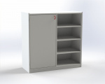Combined one-door cupboard with 4 shelves, H: 100 cm