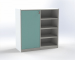 Combined one-door cupboard with 4 shelves, H: 100 cm