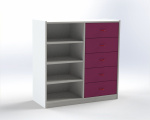 Combined cupboard with drawers and 3 shelves, H: 100 cm / limete