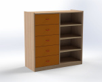 Combined cupboard with drawers and 3 shelves, H: 100 cm
