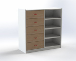 Combined cupboard with drawers and 3 shelves, H: 100 cm
