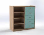 Combined cupboard with drawers and 3 shelves, H: 100 cm / limete