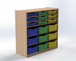 Cupboard with 9+9 plastic trays, H: 100 cm
