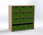 Cupboard with 1 shelf and 11 drawers, H: 100 cm